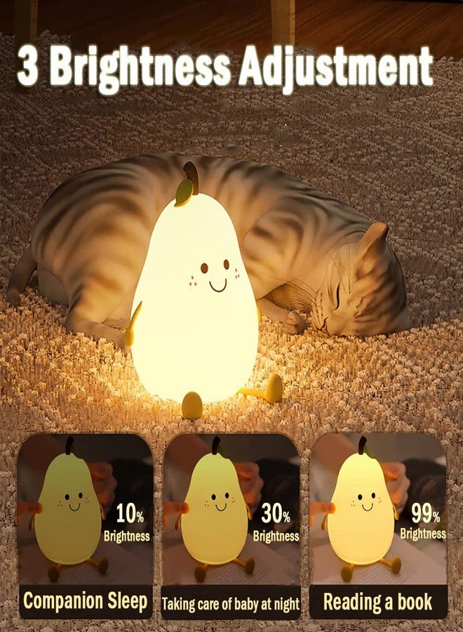 LEDHOLYT Cute Pear Night Light for Kids, Silicone Fruit Pear Cute Lamp with Remote, Adjustable Brightness NightLight for Bedroom, Rechargeable Soft NightLight for Home Decoration,Valentines Day Gifts for Her - Image 4
